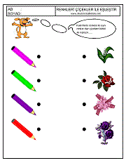 okul öncesi renkler çalışma sayfaları; renkleri eşleştirme çalışmaları